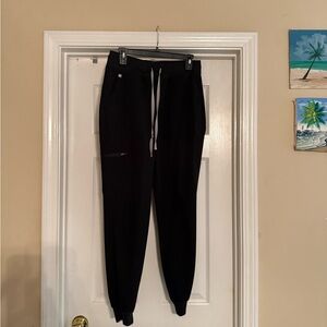 Figs Black Joggers with Gray Drawstring